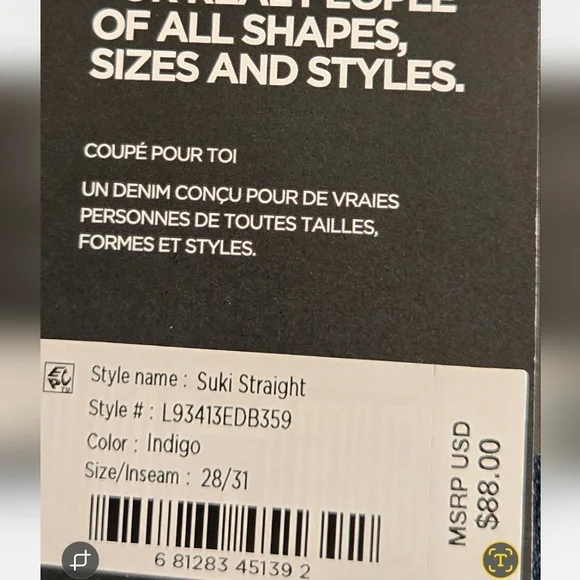 Silver Jeans Blue Straight Leg Denim, SIZE 28/31